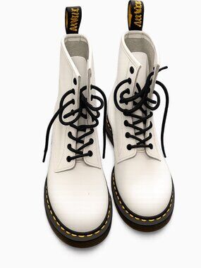 Doc Dr. Martens Smooth Leather Platform White Boots W10/M9 NEW